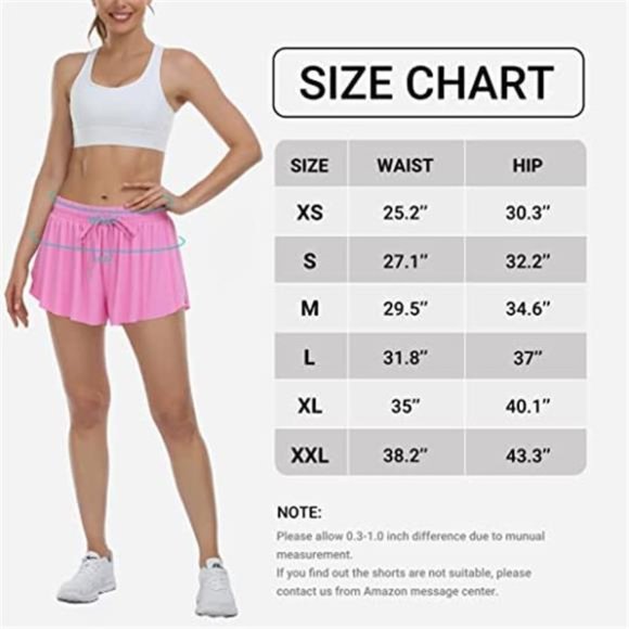 Women 2 in 1 Flowy Butterfly Running Shorts with Spandex Underneath and Pocket - Picture 6 of 6